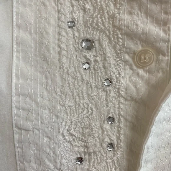 Vtg Freego Women’s Sz Medium White Long Sleeve Cotton Western Style Shirt Top - Picture 5 of 11